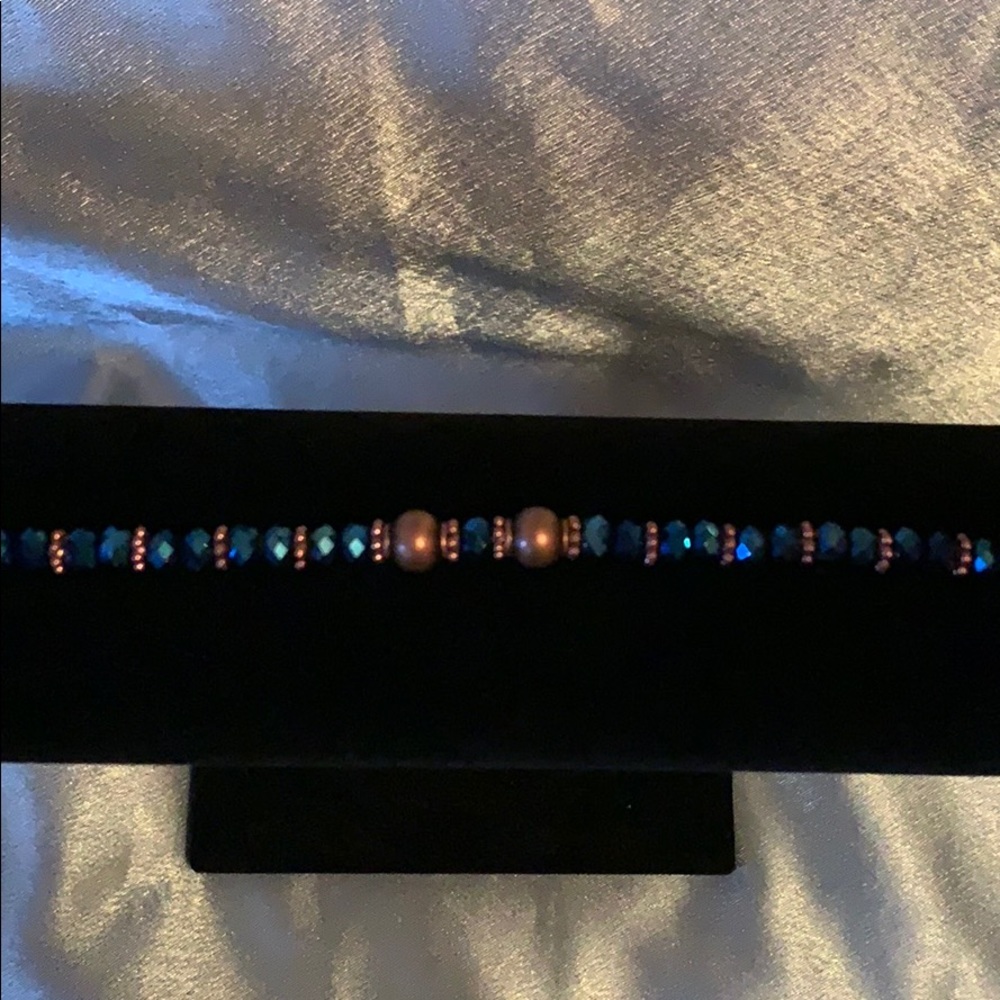 Gorgeous copper and blue beaded bracelet